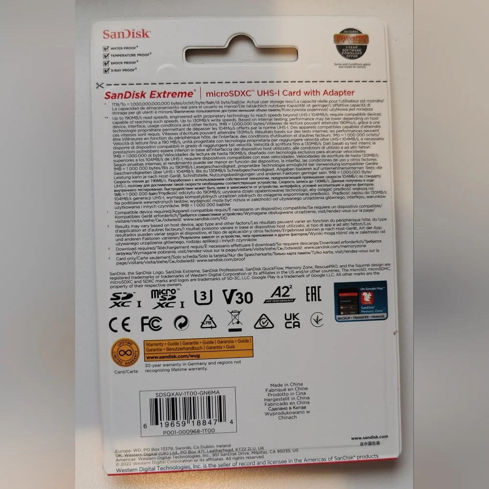 SanDisk Extreme 1TB UHS Speed Class 3 microSDXC Memory Card